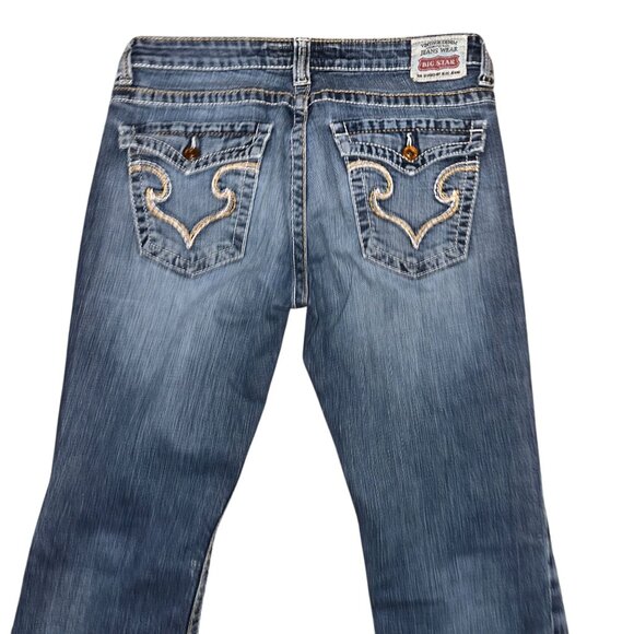 Big Star Remy Bootcut Jeans Womens 31R 30 Embroidered Flap Pockets Light Wash - Picture 6 of 7